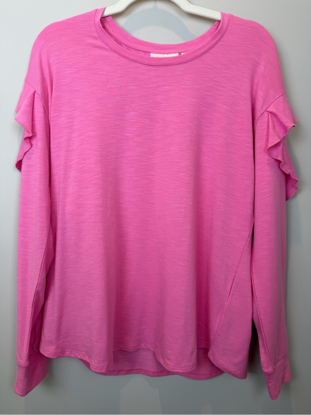 Belle by Kim Gravell Pink Ruffle Sleeve Top Size M Long Sleeve